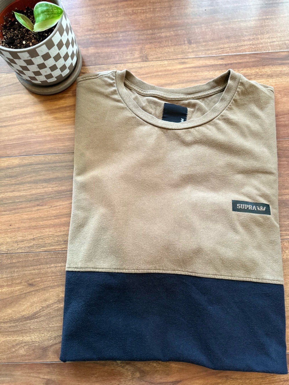 Supra Two-Tone Colorblock Skate Tee - Tan/Black